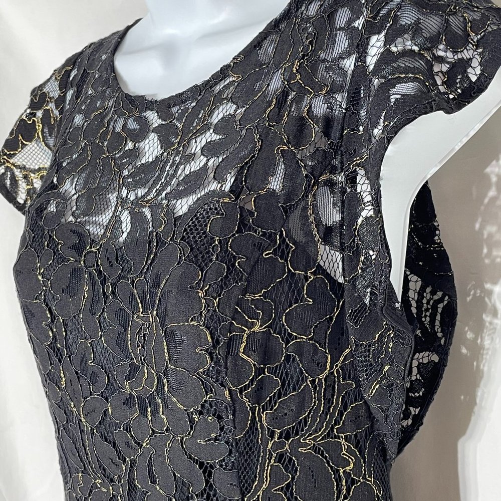 NWT Donna Ricco Lace Romper Elegant Black and Gold Size 2